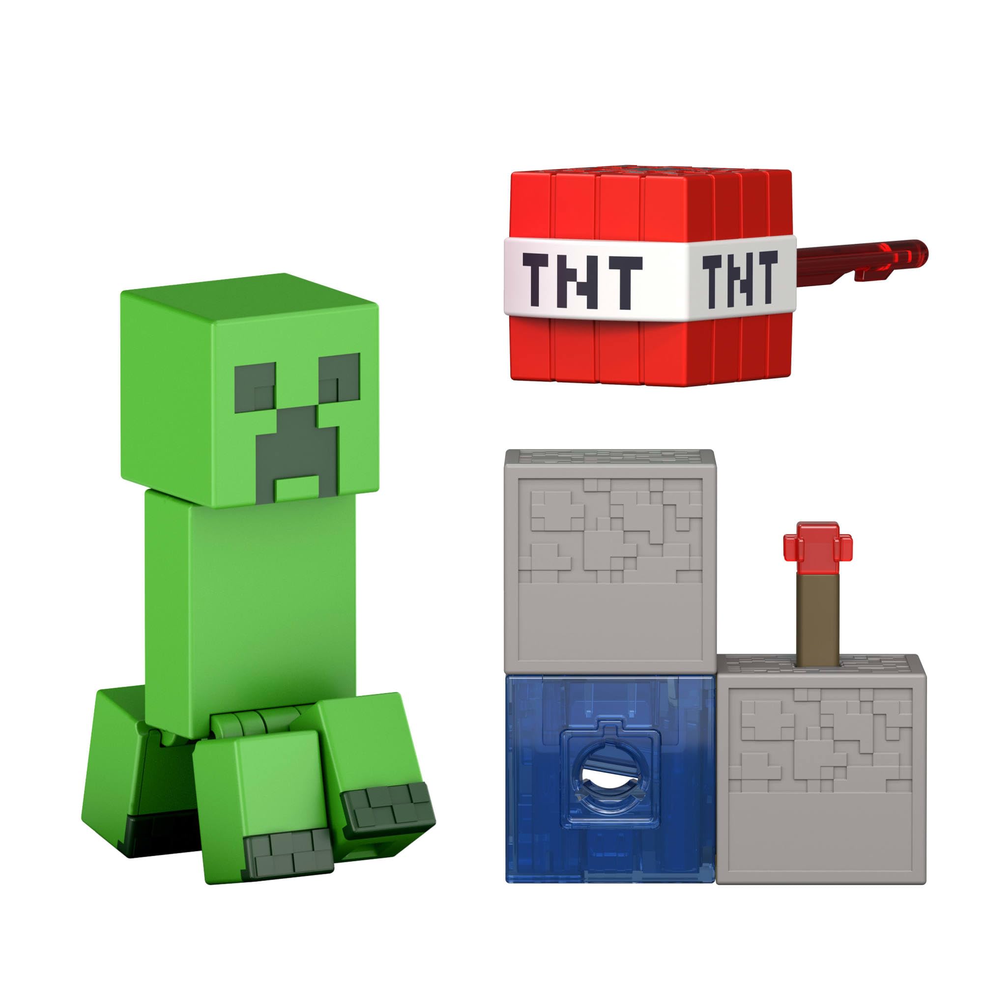 Mattel Minecraft Creeper Action Figure with Accessory & Redstone Building Piece | 3.25-in Scale