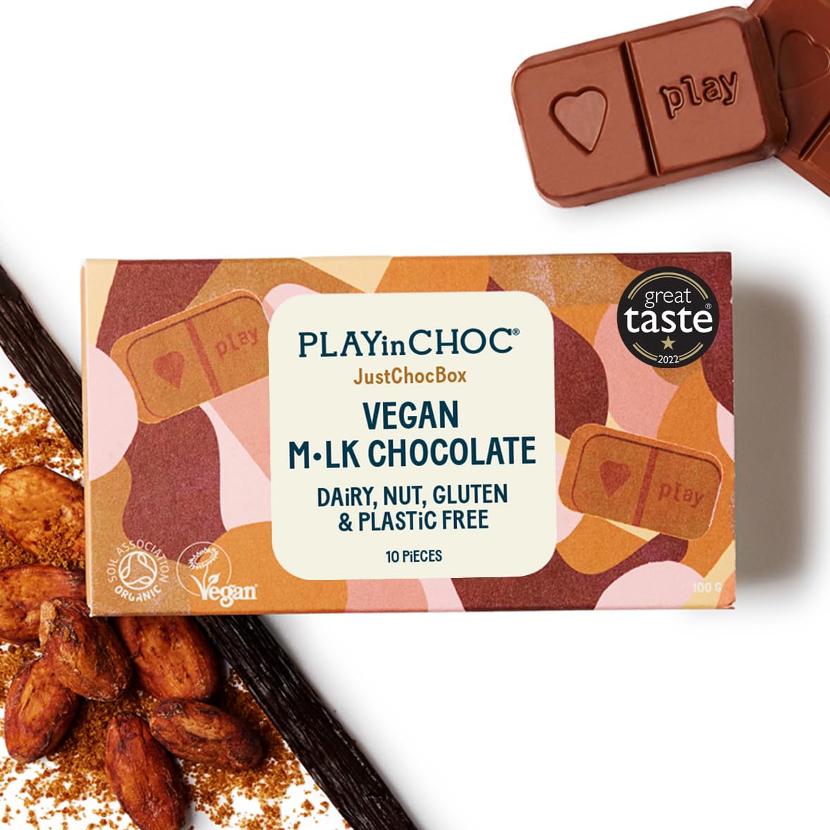 PLAYin CHOC JustChoc Vegan Organic Chocolate Bar - Allergy-Free Dairy-Free Treat