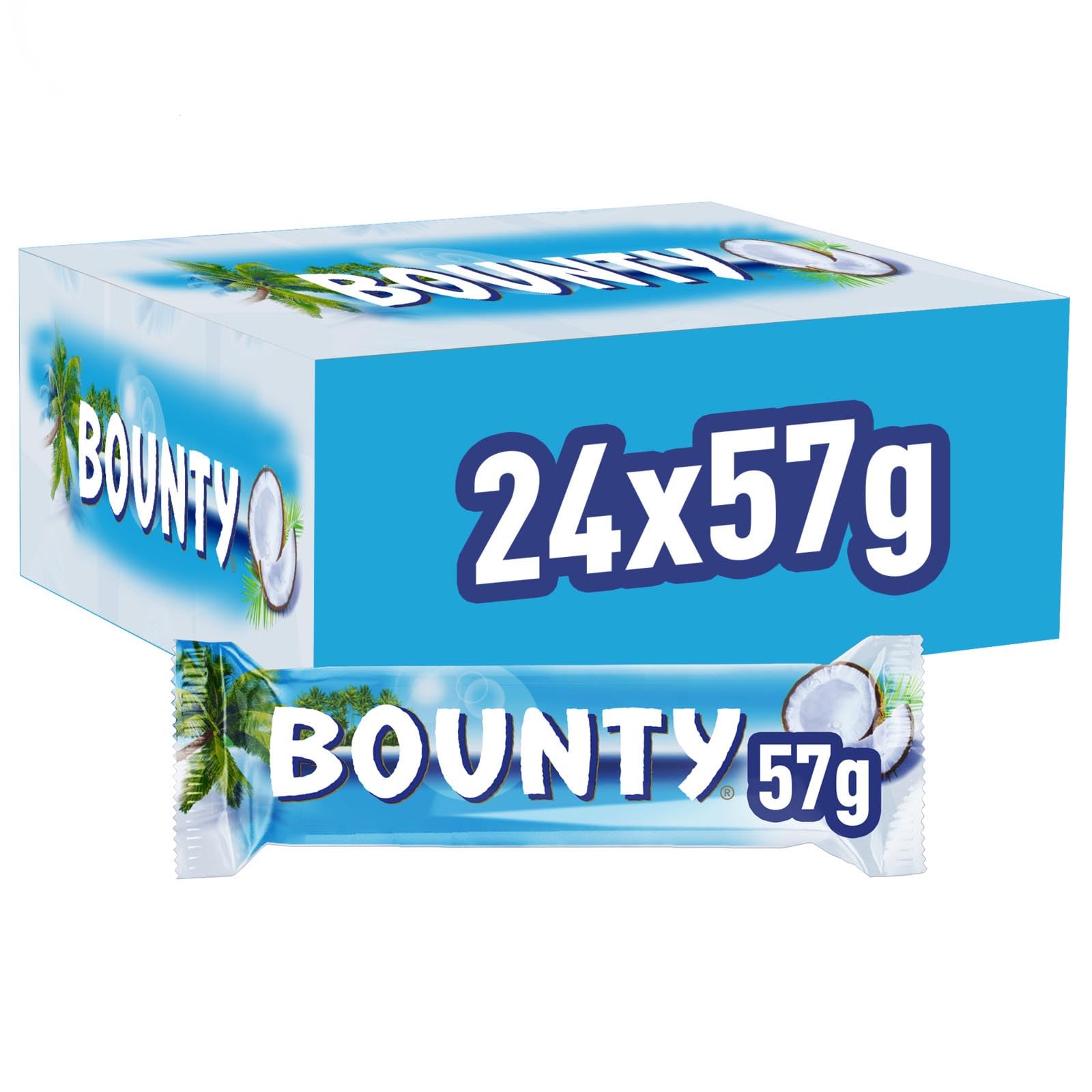 Bounty Coconut & Milk Chocolate Box, Bulk 24-Pack, 57g Bars
