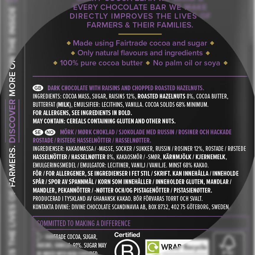 Divine - 68% Dark Chocolate with Fruit & Nut Bar (90 g)