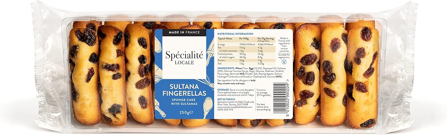 Specialite Locale Sultana Fingerellas Sponge Cake with Sultanas, 250g