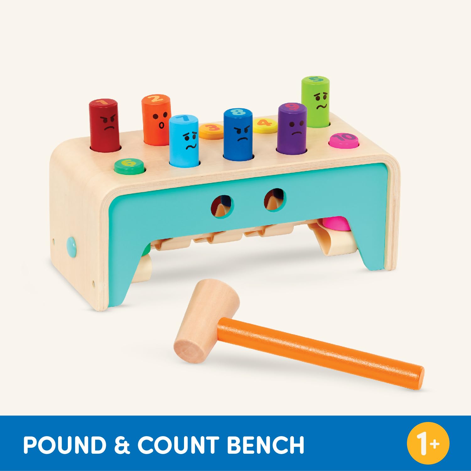 Battat Wooden Pounding Bench Toy - Hammering Pegs Playset for Toddlers 12 Months+ 9