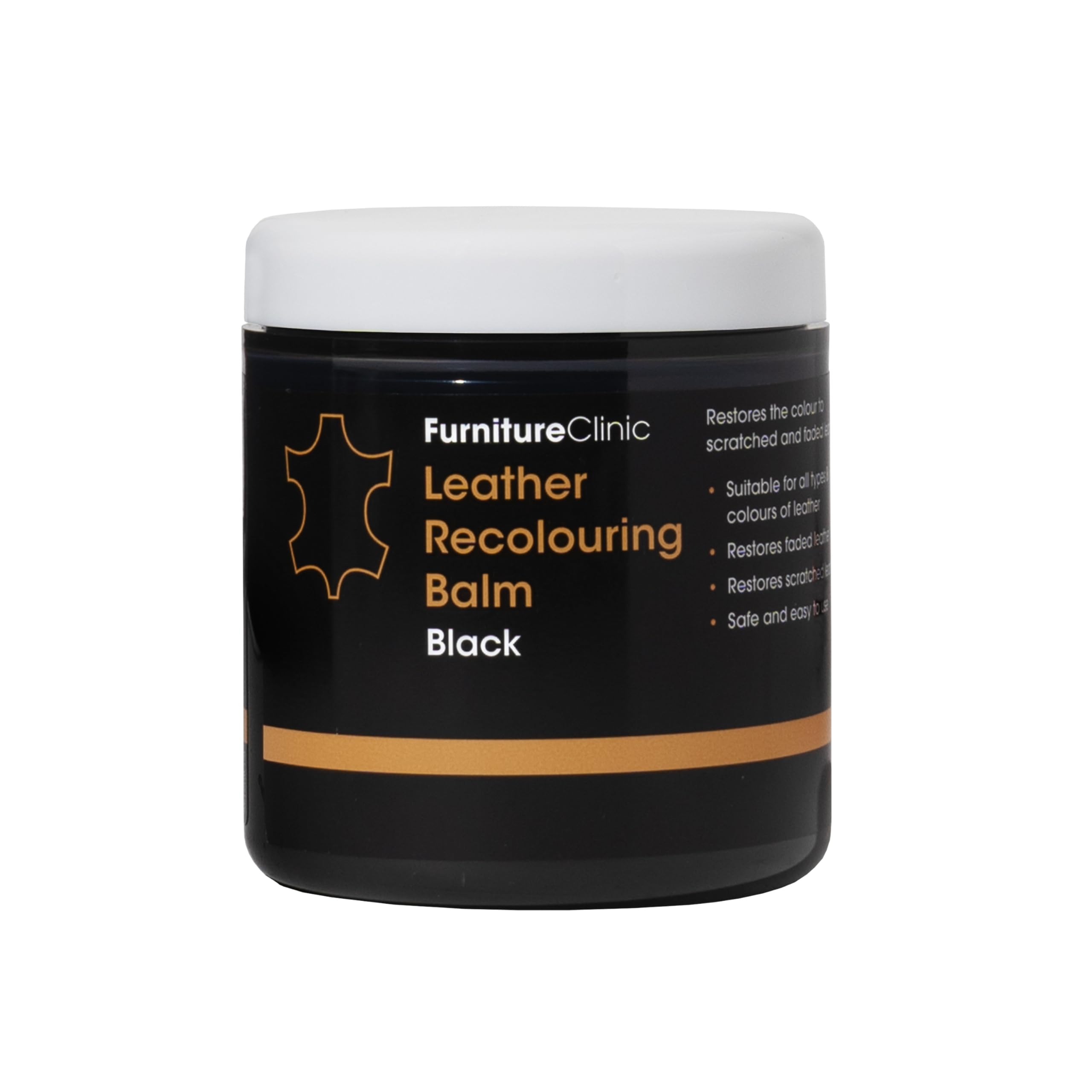 Furniture Clinic Leather Recolouring Balm - Black - Restore Faded & Scratched Leather Sofas, Car Seats, Shoes, Bags