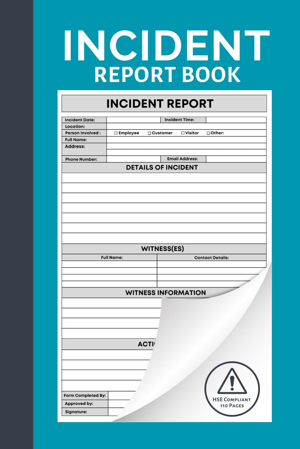H&S First Publishing Incident Report Book for Medical Assistants | Paperback | 110 Pages