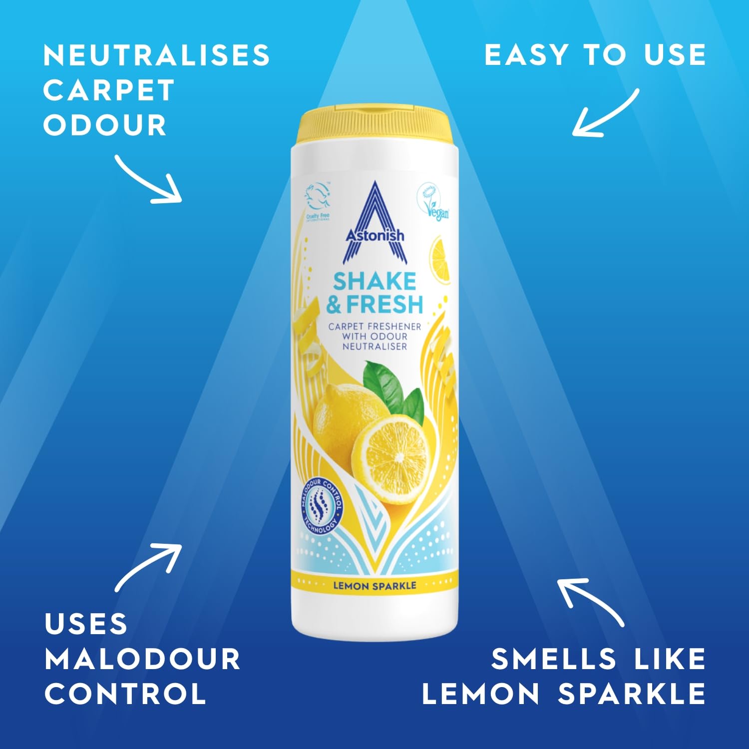 Astonish Shake & Fresh Carpet Freshener - Lemon Sparkle Scent (Multipack of 3 Bottles) 3