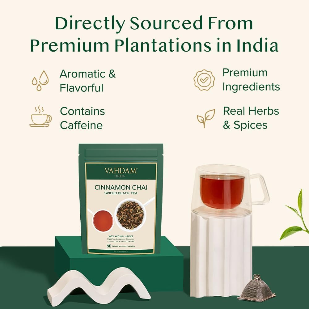 VAHDAM - Cinnamon Masala Chai Tea (100g, 50+ Cups) Whole Loose Leaf Tea 5