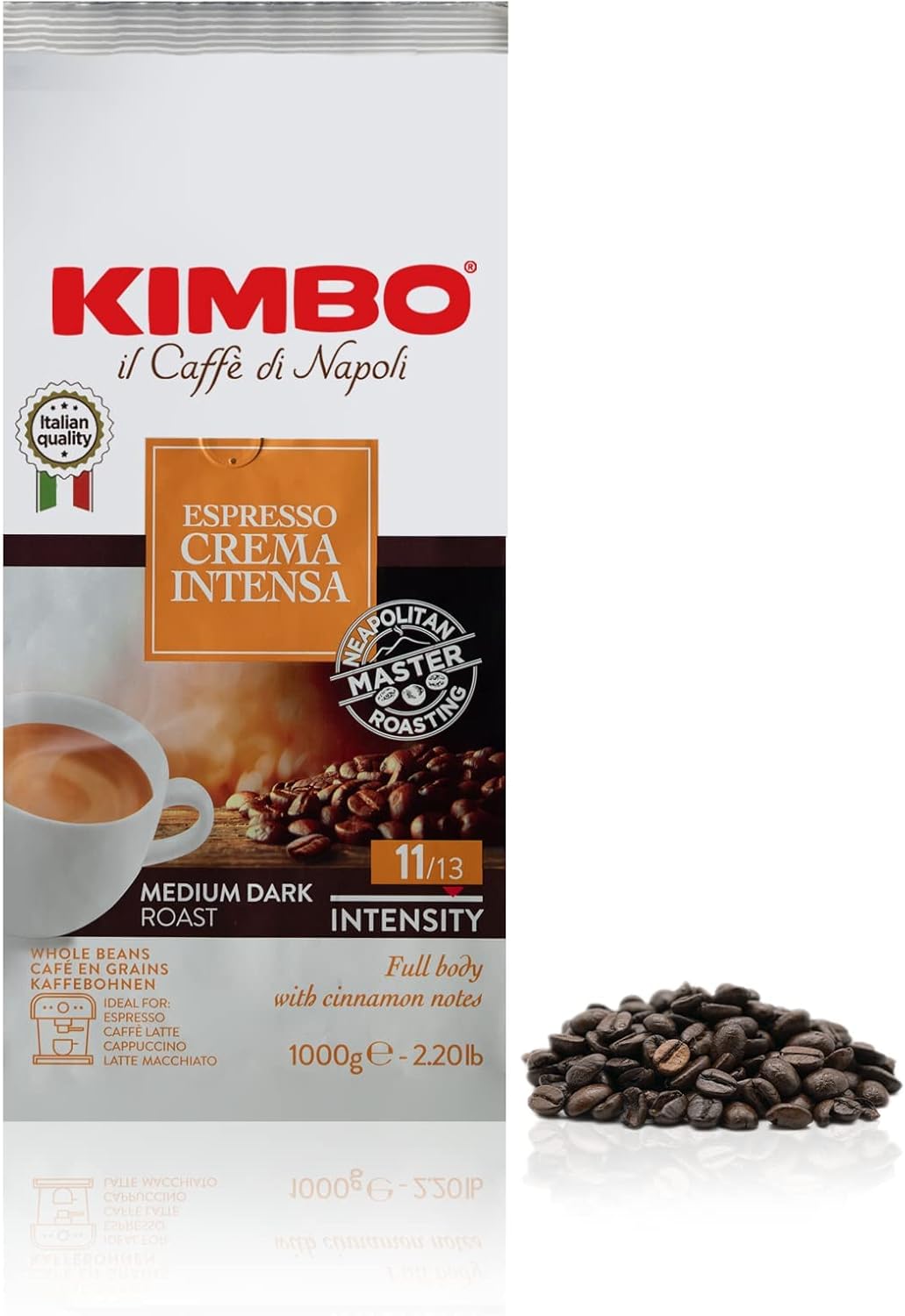 Kimbo Crema Intensa Whole Coffee Beans - Medium Roast, 1kg Bag 4
