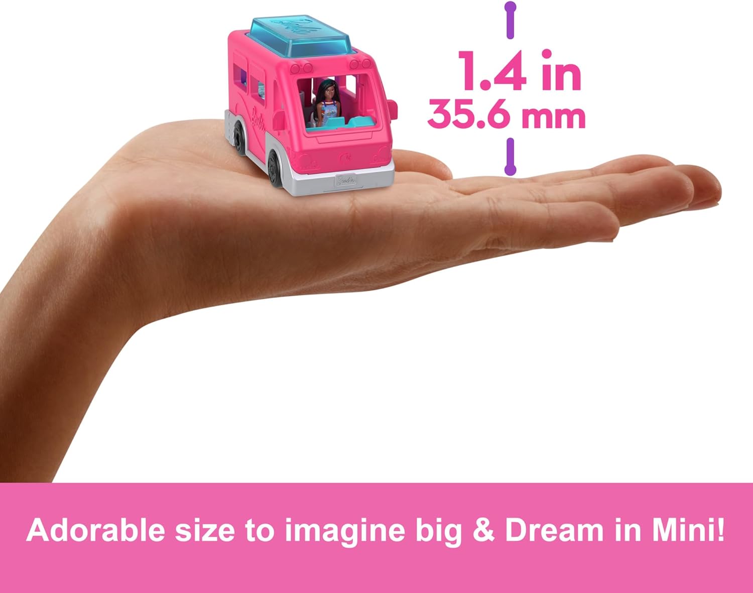 Mini BarbieLand DreamCamper Playset with 1.5-inch Doll & Color-Change Pool - Barbie Vehicle Set for Kids