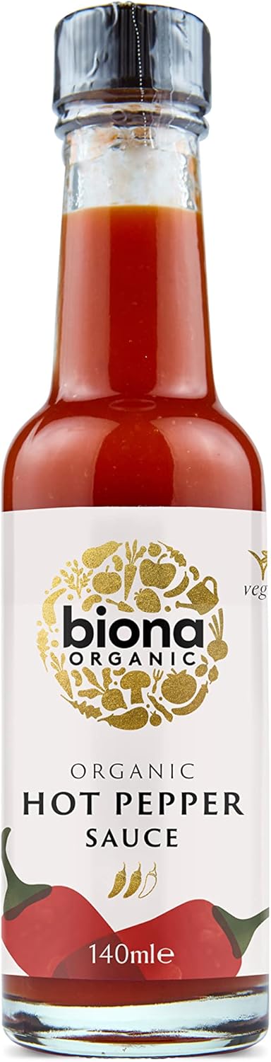 Biona Organic Hot Pepper Sauce 140ml - Gluten Free, Vegan Chilli Sauce