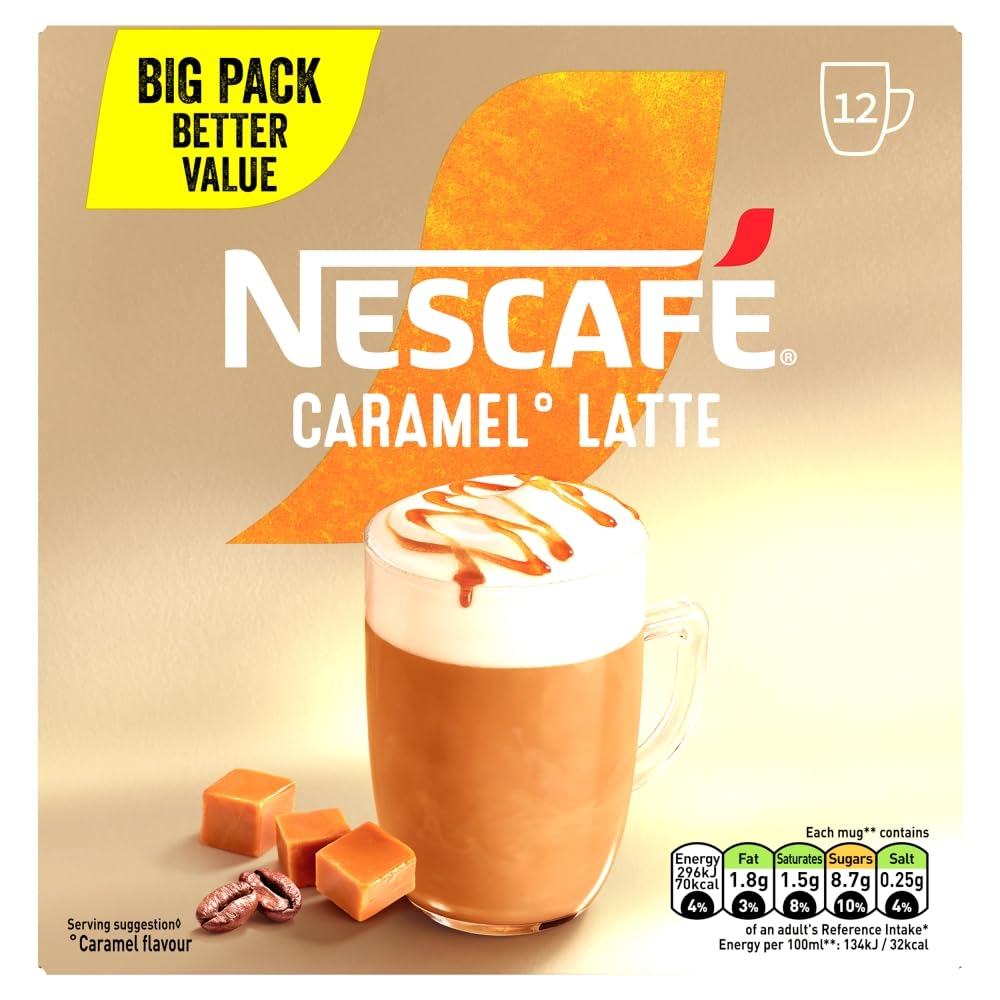 NESCAFÉ Latte Caramel Instant Gold Coffee 12 x 17g Sachets