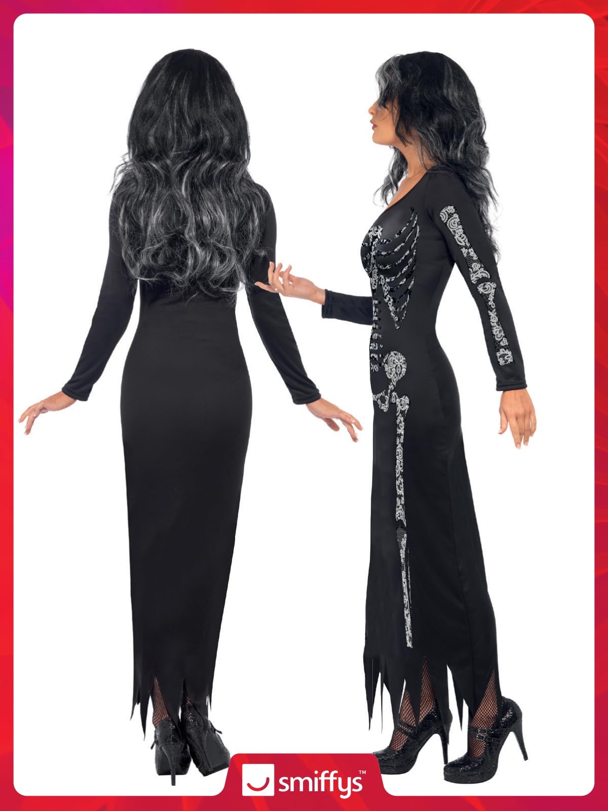 Smiffys Skeleton Costume - Women's Long Sleeve Tube Dress, Size S 7