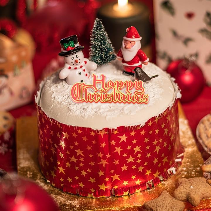 Traditional Christmas Cake Frill Decoration - Red Star Foil Design, 90cm Length 3