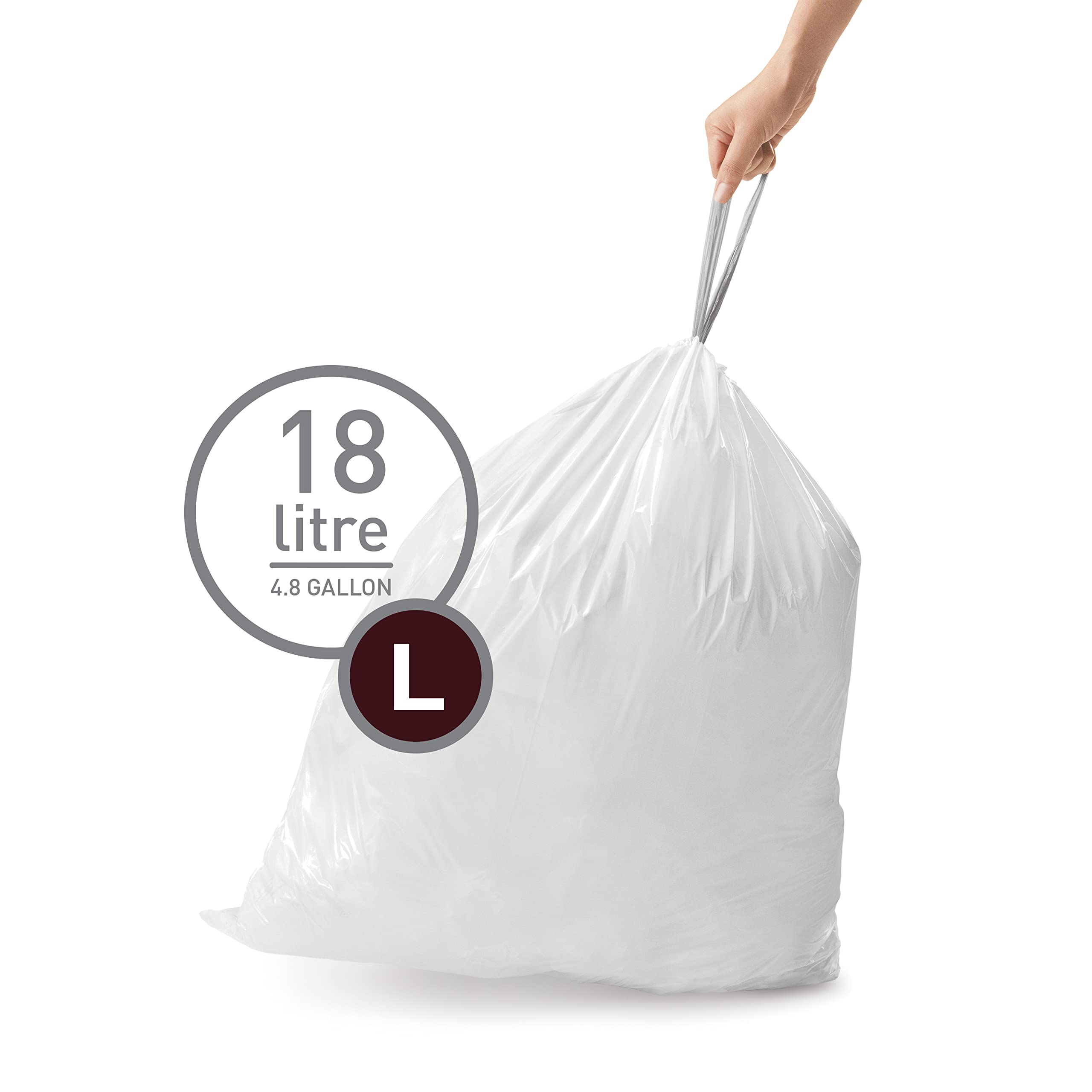 simplehuman Code L Bin Liners - Custom Fit, 50% Recycled Plastic, 100 Count 2