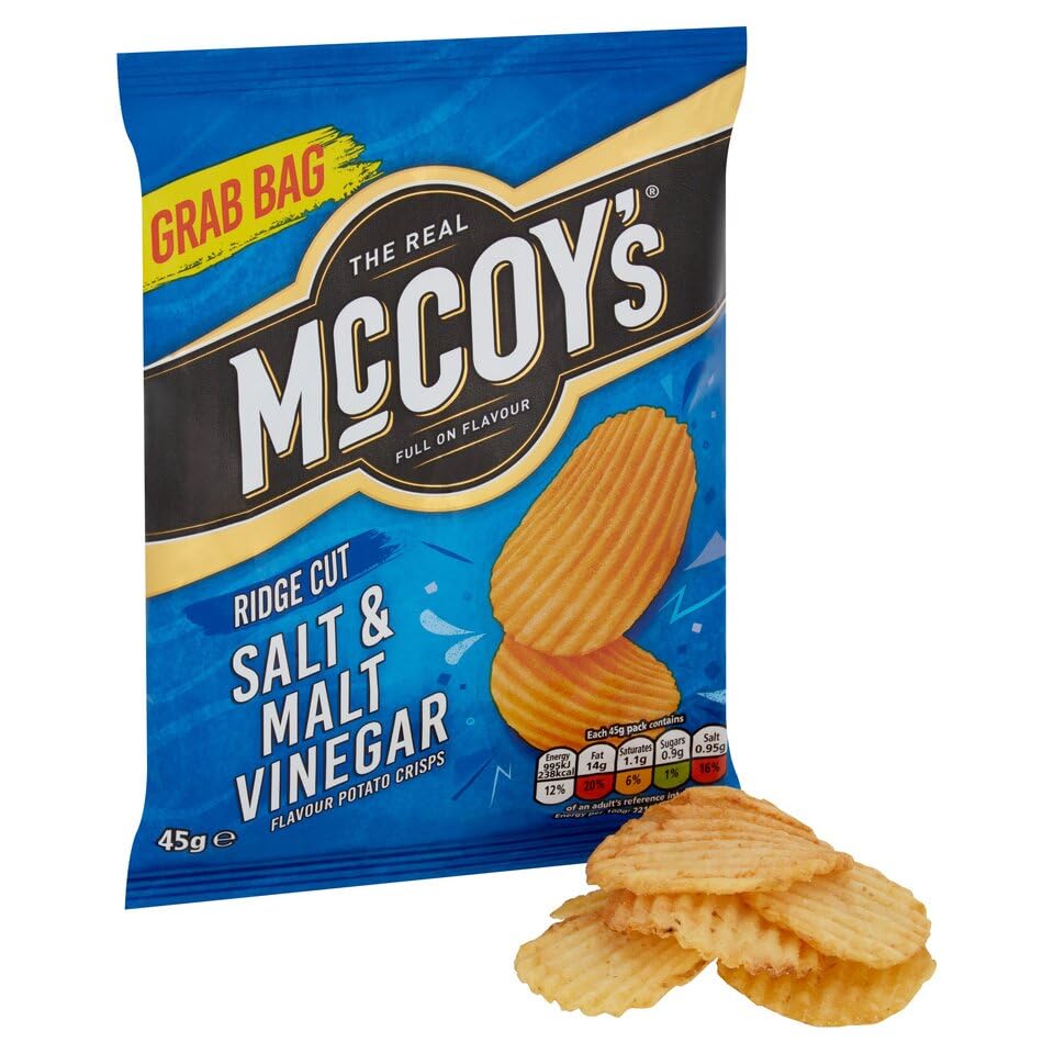 McCoys Salt & Malt Vinegar Grab Bag Crisps 45g (Multipack of 36) - Ridges Range 7