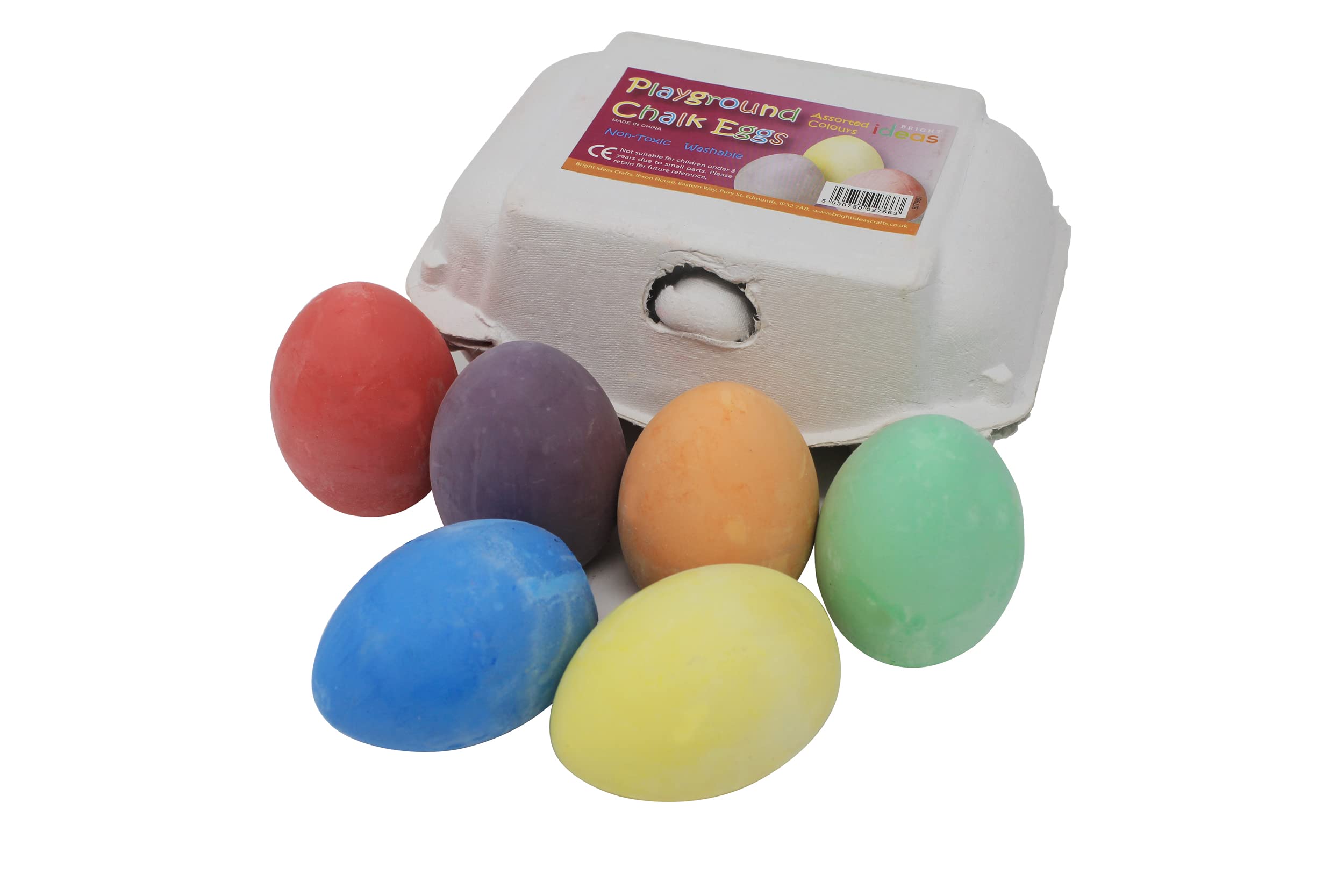 Bright Ideas PK06 7cm Egg Shaped Chalks - Bright Coloured Playground Chalk for Outdoor Drawing