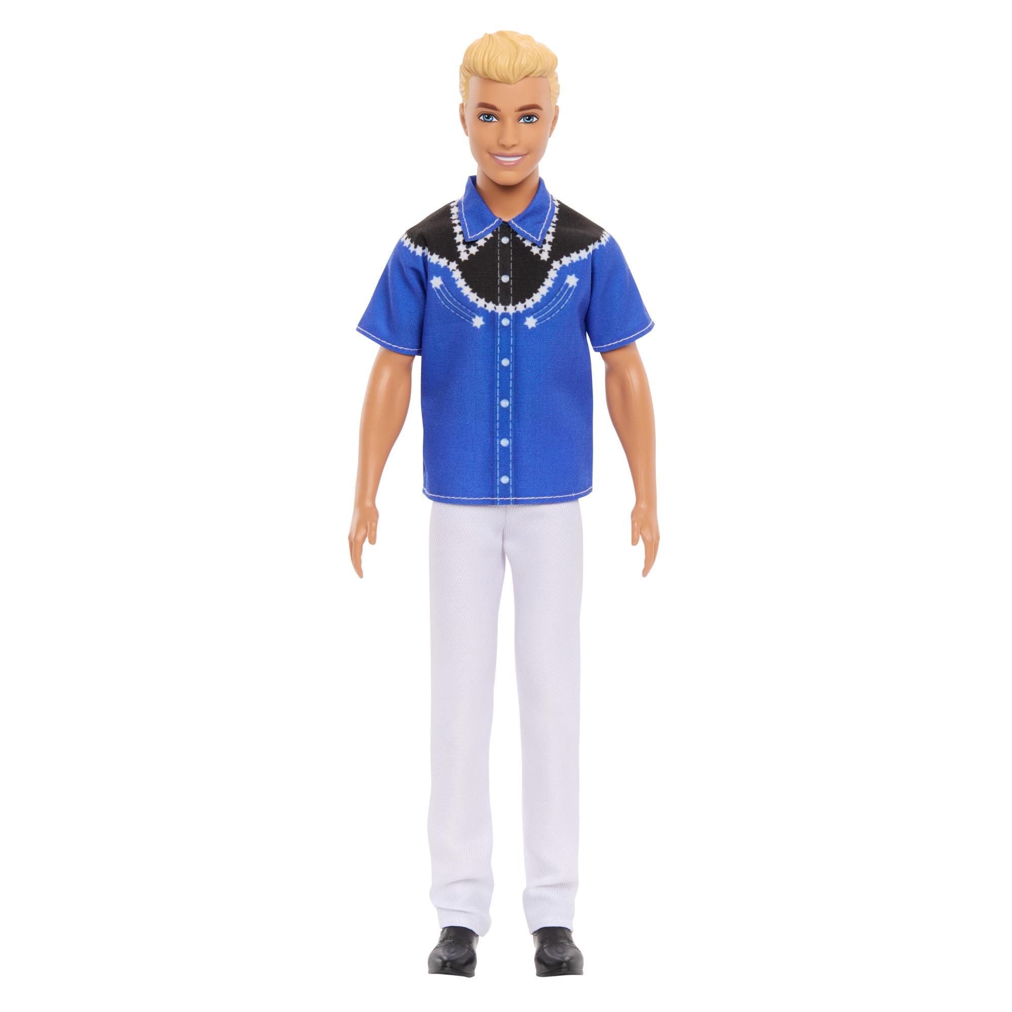 Barbie Fashionistas Ken Doll #226 - Western-Inspired Outfit with Blue & Black Shirt, White Pants & Black Boots 9
