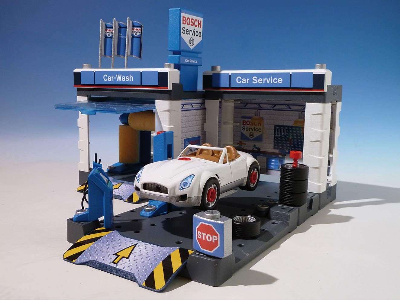 Theo Klein 8647 Bosch Car Service Station - Playset with Car Wash & Dismantlable Car 4