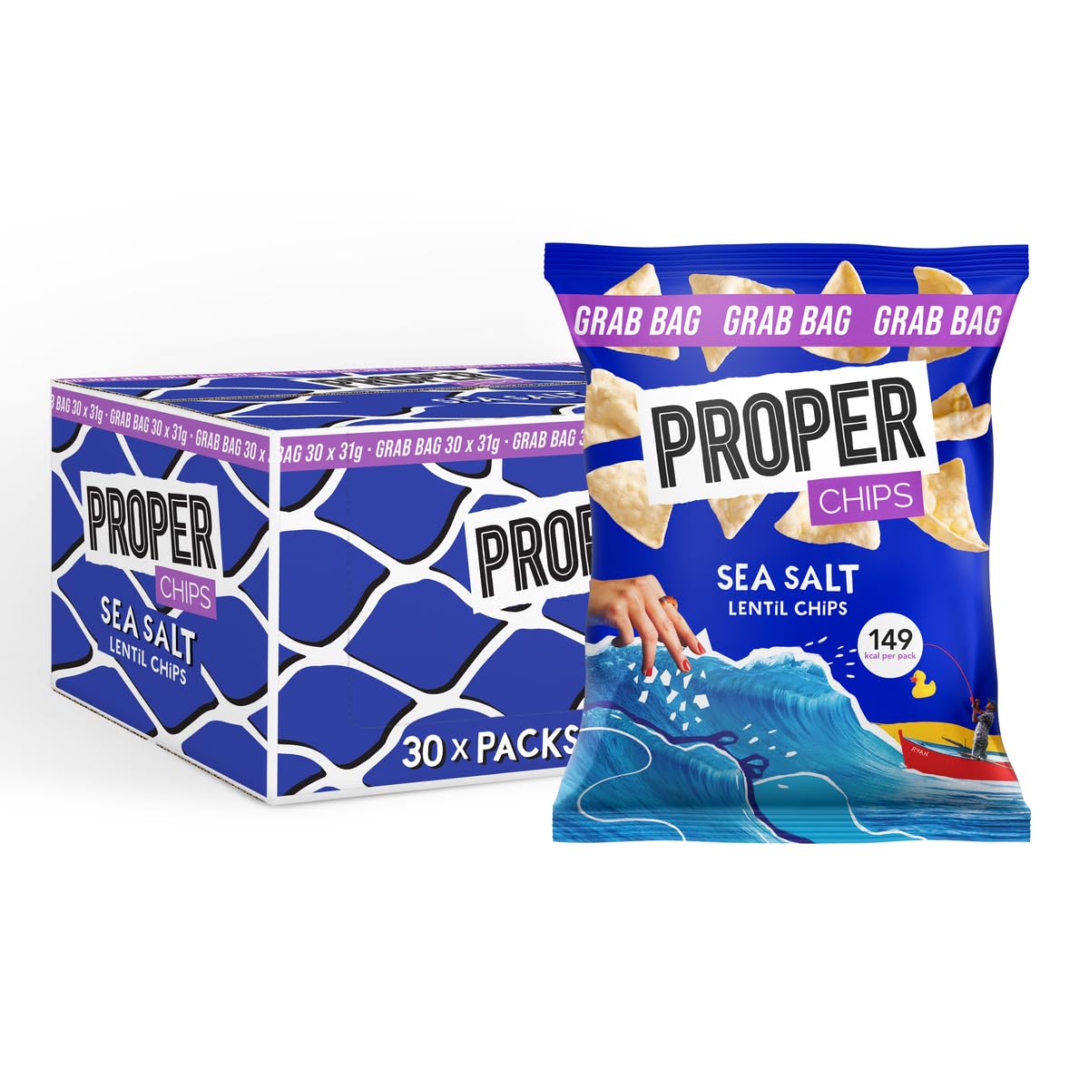 PROPER Sea Salt Lentil Chips - Snack Pack 30 x 31g
