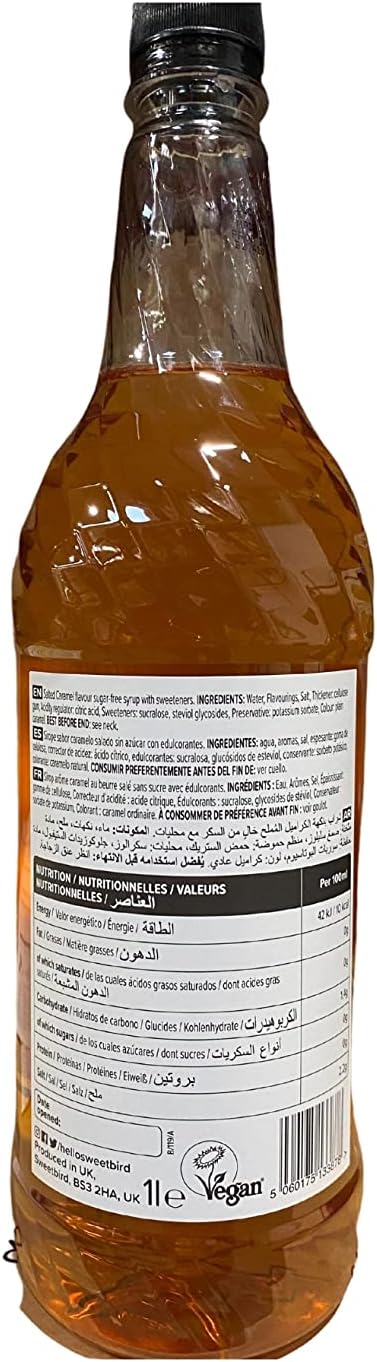 Sweetbird Sugar Free Salted Caramel Syrup 1 Litre | NSB506 | Vegan Friendly 3
