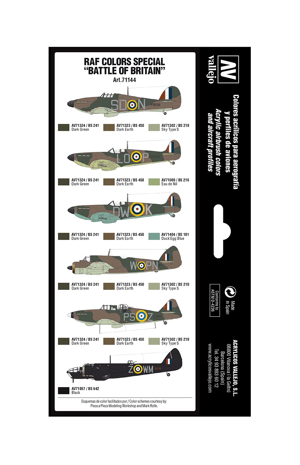 Vallejo RAF & FAA Special Battle of Britain WWII Model Air Colouring Kit 4