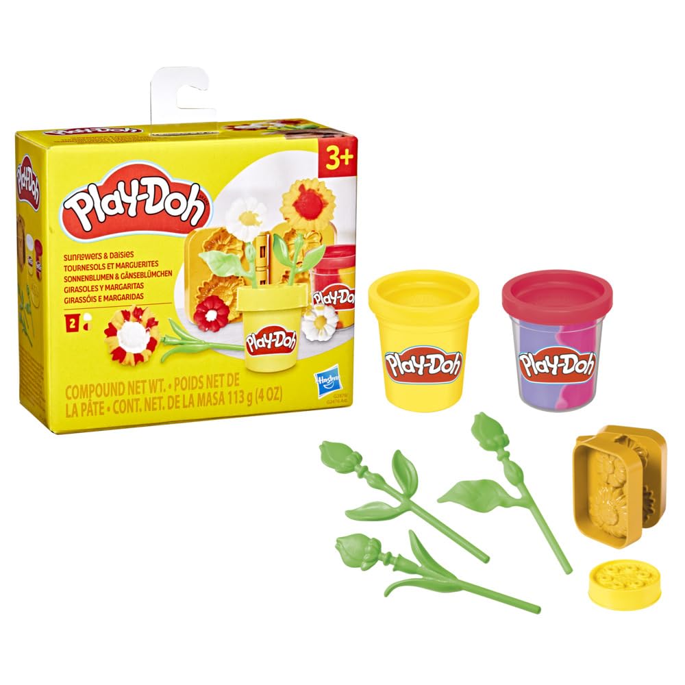 Play-Doh Sunflowers & Daisies Flower Toy Arts & Crafts Kit | Ages 3+ | Includes 2 Cans Compound