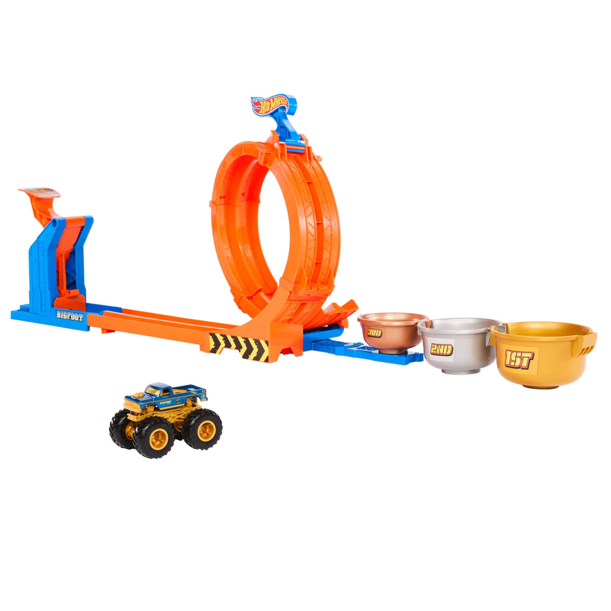 Hot Wheels Monster Trucks Bigfoot 50th Anniversary Loop-And-Flip Trophy Challenge Playset | Ages 4+