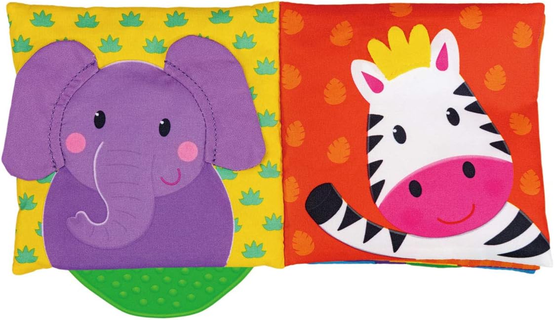 Galt Teether Soft Book - Jungle - 8-Page Crinkle Fabric Book with Squeaky Animal & Teether, Ages 0+ 3