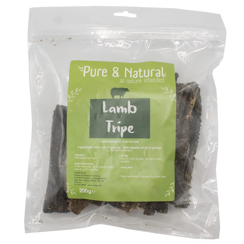 Pure & Natural Lamb Tripe Dental Sticks for Dogs - Hypoallergenic, All Life Stages, 200g