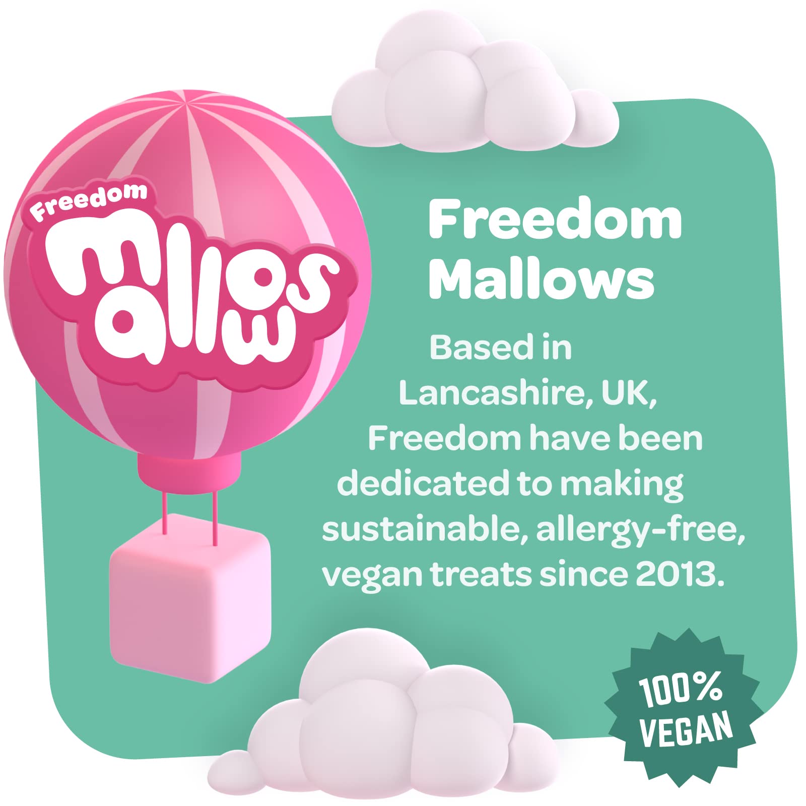 Freedom Confectionery Vegantic Pink & White Vanilla BBQ Mallows 105g Bag 3