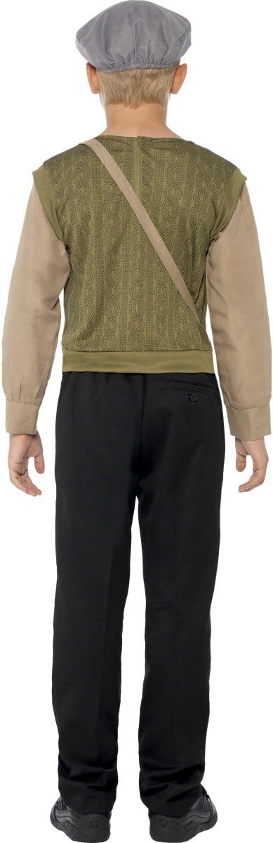 Smiffys Evacuee Boy Kit - Green Dress Up Costume with Jumper, Hat, Bag & Tag 3