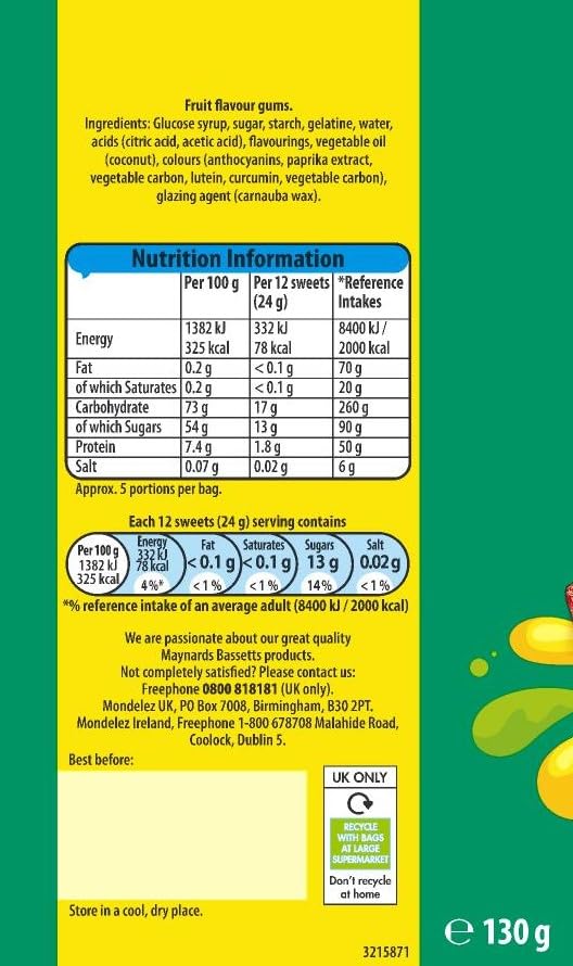 Maynards Bassetts Minigems Assorted Fruity Jelly Sweets, 130g Re-sealable Bag 4