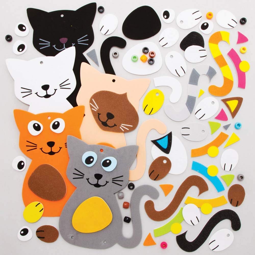 Baker Ross FE396 Cat Bead Hanging Decoration Kits - Pack of 5 | Foam & Bead Craft 2