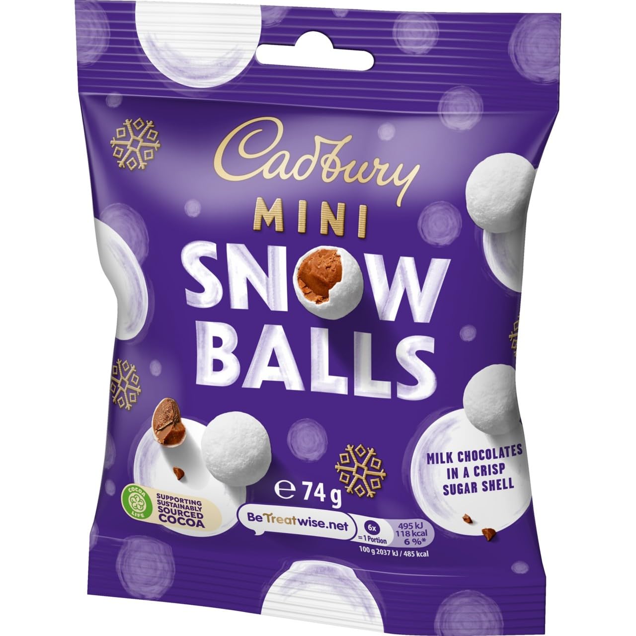Cadbury Festive Mini Snow Balls Chocolate Bag, Smooth Dairy Milk Chocolate