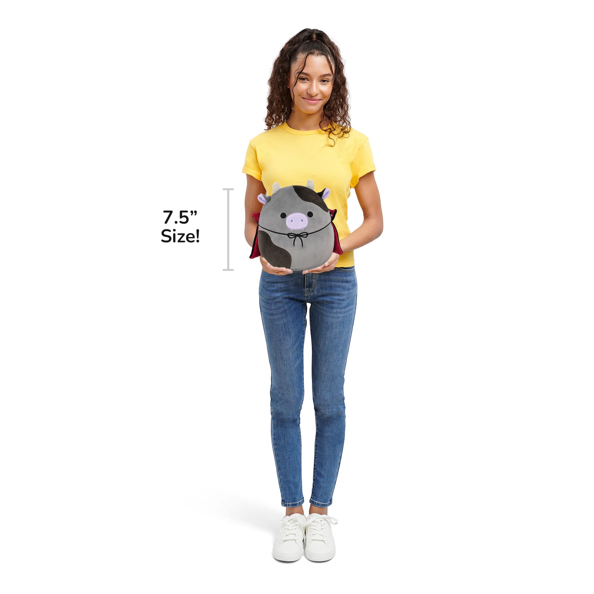 Squishmallows Bridgette the Grey and Black Cow - 7.5-Inch Halloween Plush Toy