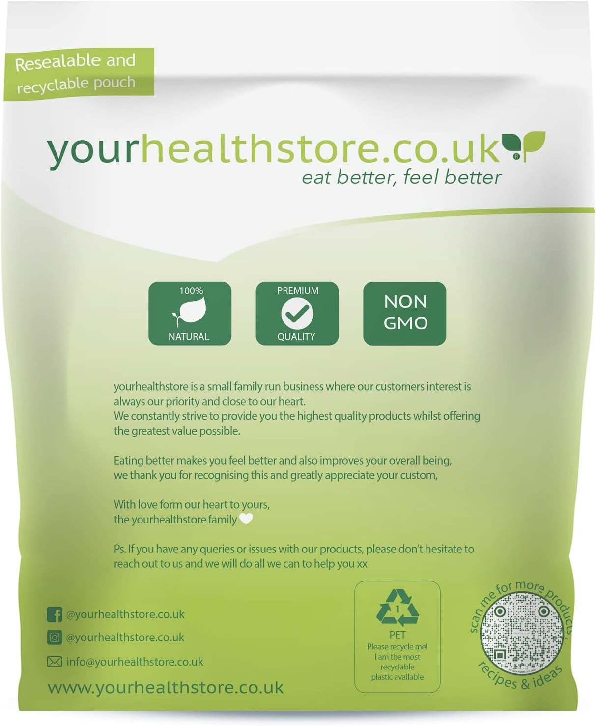 yourhealthstore® Premium Vital Wheat Gluten Flour 1kg, 87.5% Protein, Keto & Seitan Baking