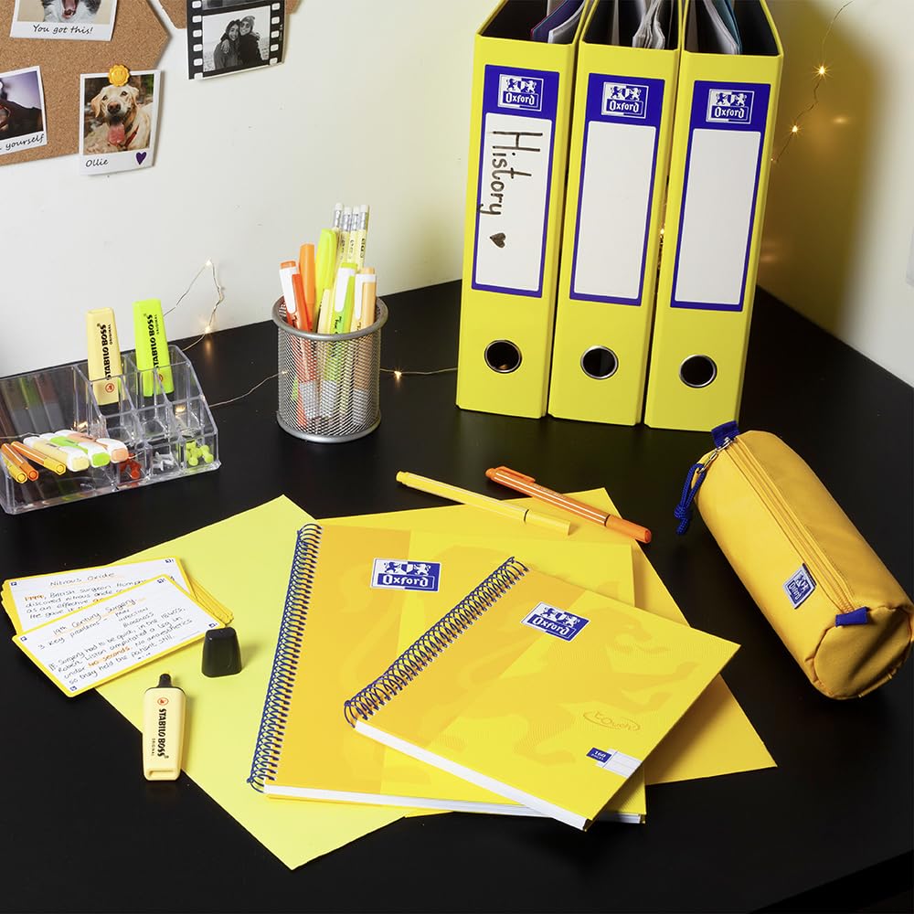 Oxford Premium A4 Lever Arch File - Heavy Duty Filing | 70mm Spine | Yellow 6
