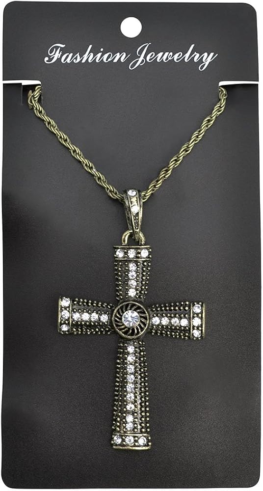 Bristol Novelty Jeweled Cross Necklace for Unisex-Adult, One Size