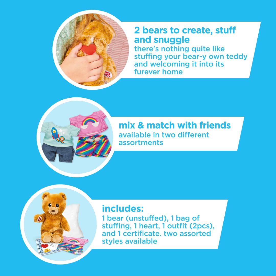 Casdon Build-A-Bear Workshop Furtastic Toy Bear & Outfit Assortment - Rainbow Style 4