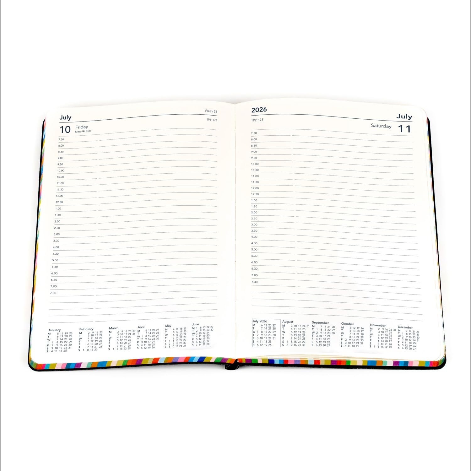 Collins Edge Rainbow 2026 Appointment Book Planner - A5 Day-to-Page | PU Cover | Red