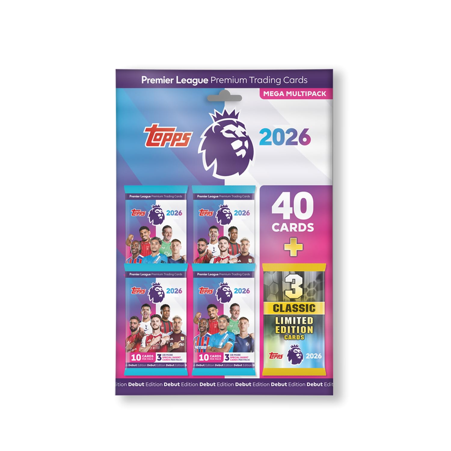 Topps Premier League 2026 - Debut Edition - Mega Multipack with 40 Cards & 3 Classic LE