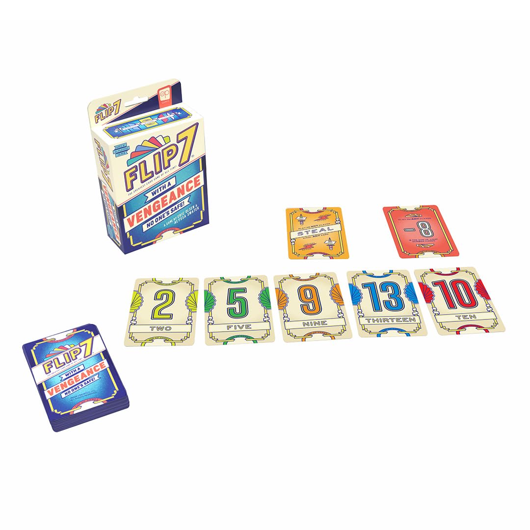 USAopoly Flip 7 With a Vengeance Party Card Game | Ages 8+ | 3+ Players