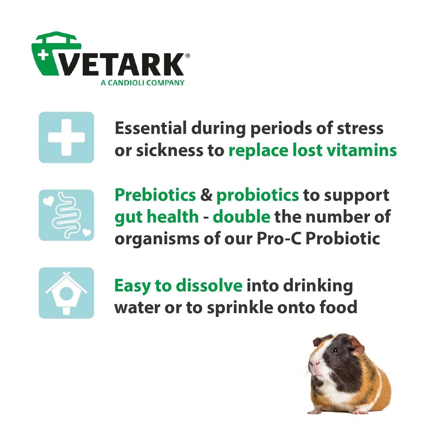 Vetark Pro-C Probiotic Powder for Small Mammals - 100g Digestive Support with Vitamin C