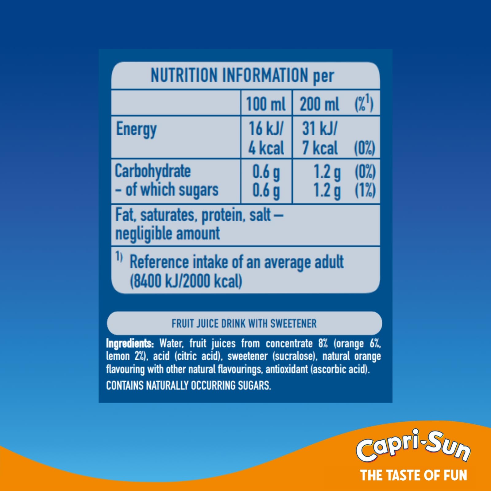 Capri-Sun Zero Cola Kids Juice Drink (4 x 200ml) - Caffeine Free, No Added Sugar