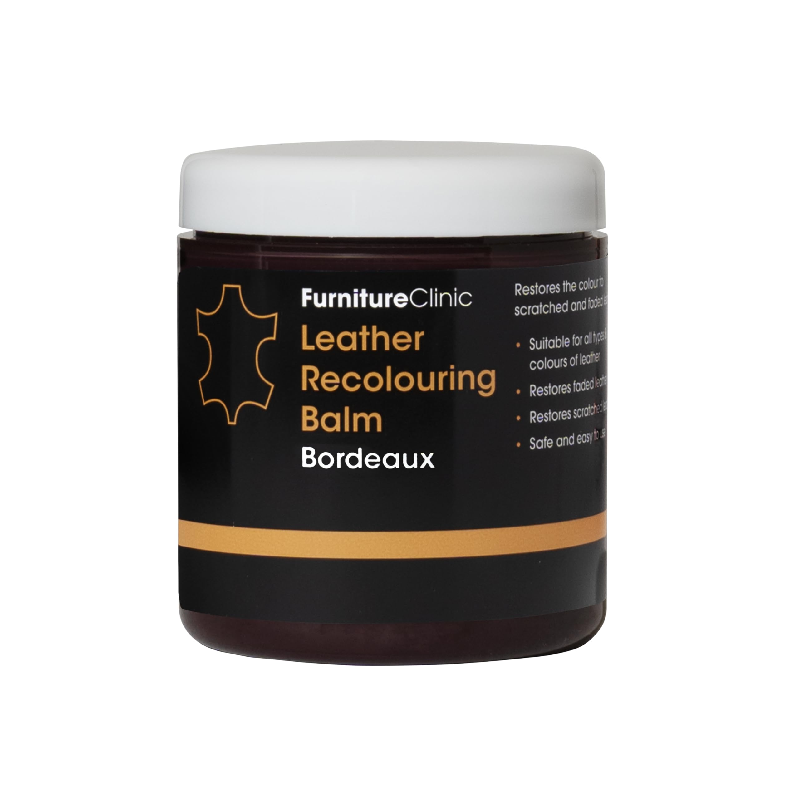 Furniture Clinic Leather Recolouring Balm - Bordeaux Shade for Faded & Scratched Sofas, Car Seats, Shoes, Clothing