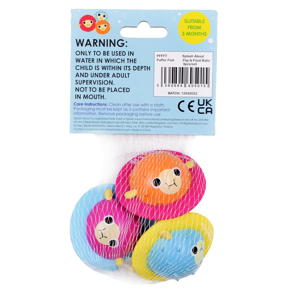 Splash About Flip and Float Pufferfish Toys - Floating Bath Toys for Water Play, 3-Pack 4