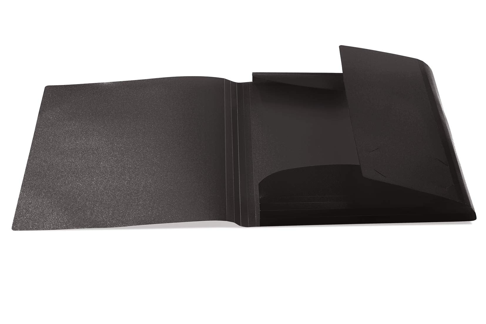 HERMA Translucent Elastic Folder - A3 Size, Black Plastic, 3 Inner Flaps | Model 19513