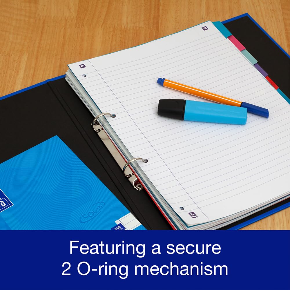 Oxford Premium A4 Ring Binder, Blue Single Folder, 25mm Capacity, Laminated 5