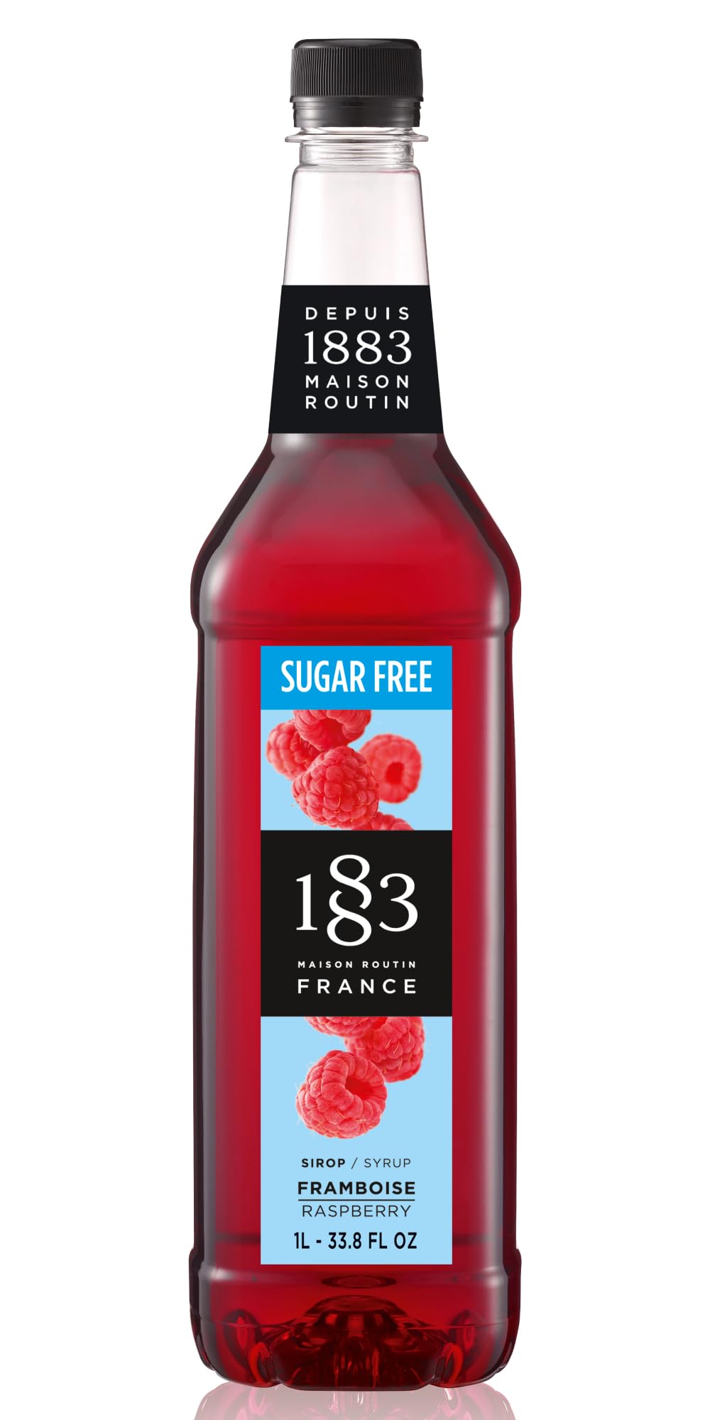 1883 MAISON ROUTIN Sugar Free Raspberry Syrup - 1L Bottle | Vegan & Keto Friendly 1