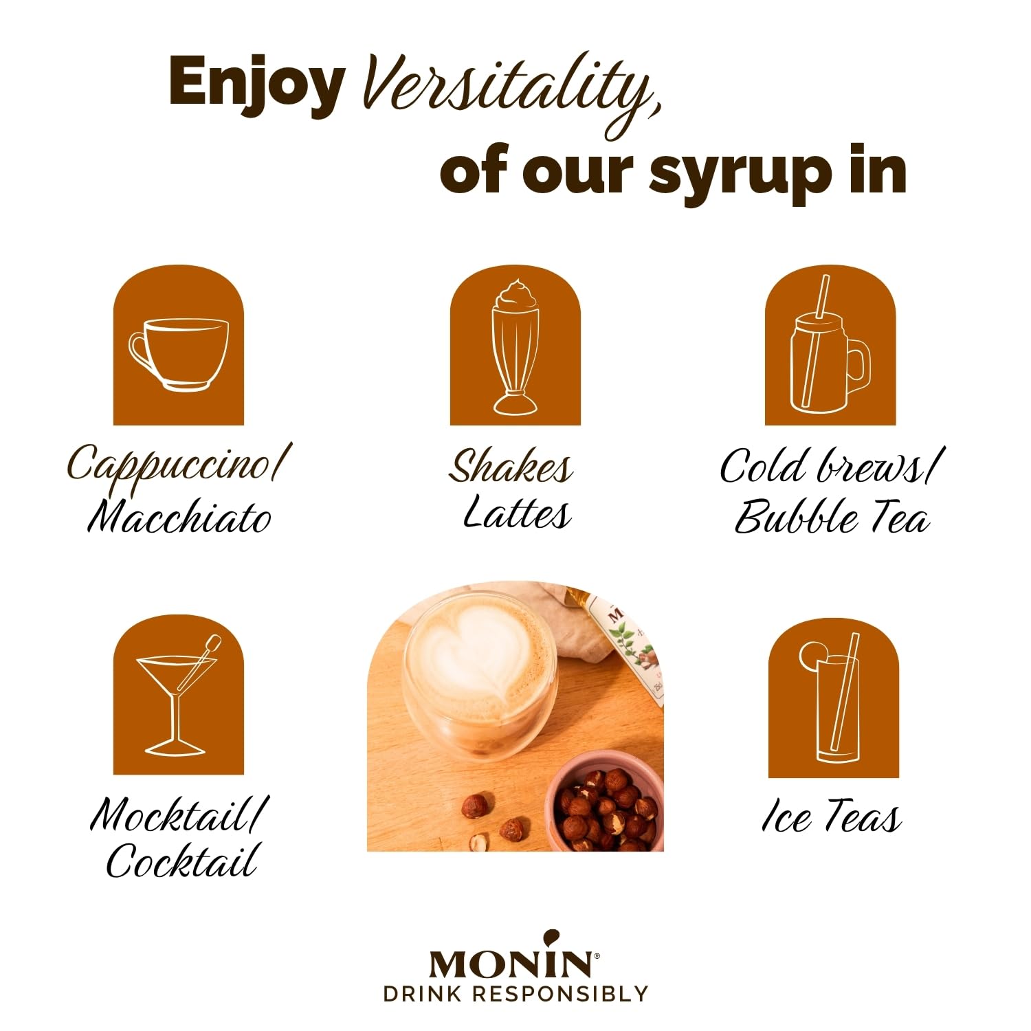 Monin Hazelnut Syrup 700ml - Vegan, Sugar-Free, Natural Flavouring for Coffee & Cocktails 4