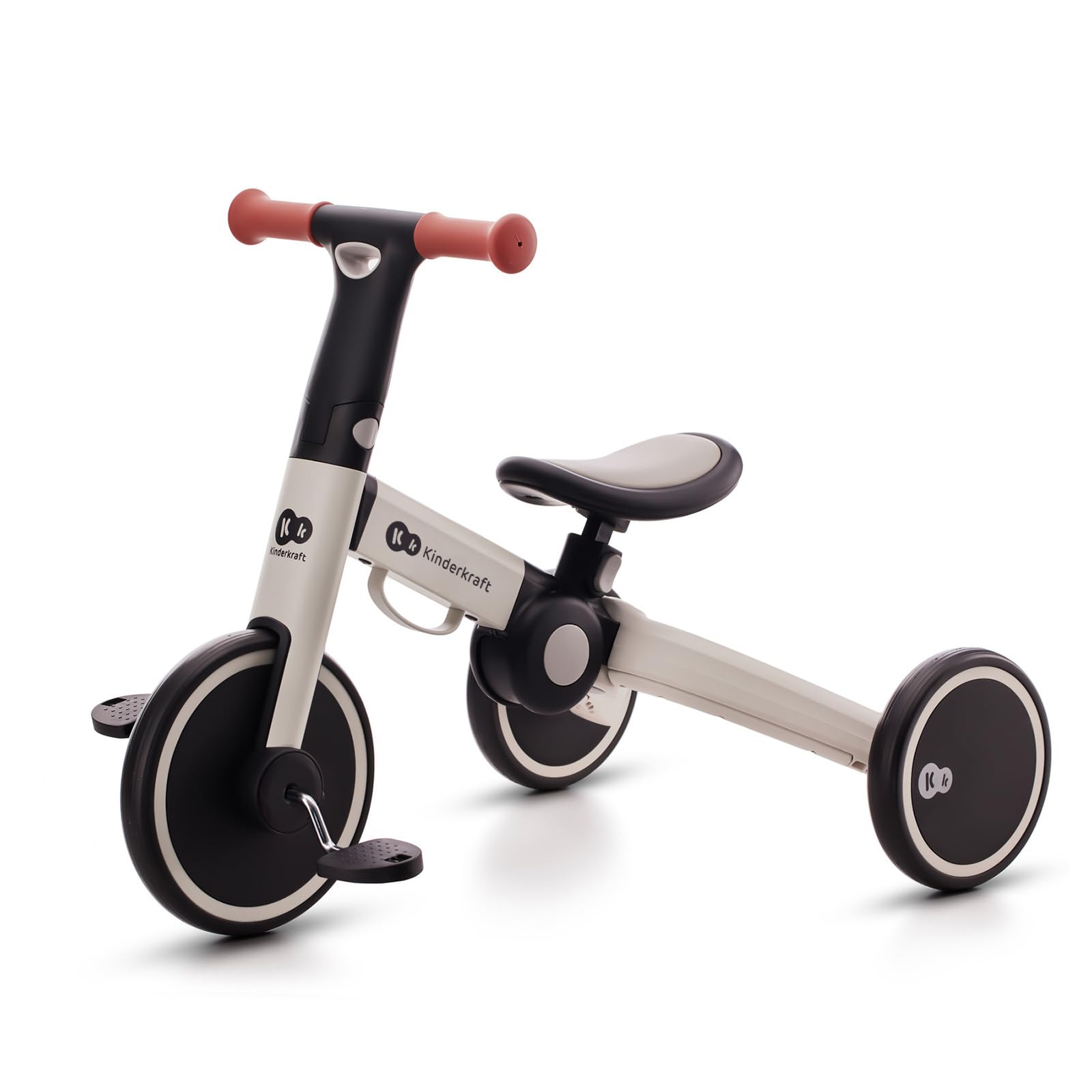 Kinderkraft 4TRIKE 3-in-1 Foldable Tricycle, Balance Bike, Push Trike | Gray, 12M-5Y